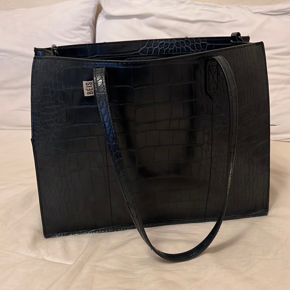 BEIS Work Tote in Black Croc